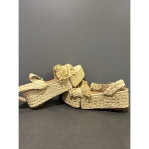 Paloma Barcelo Braided Raffia‎ Platform Sandals Women’s Size 8.5